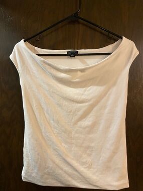 Ann Taylor Cream Draped Cowl Neck Tank